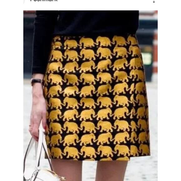 J.Crew Elephant Parade Origami Mini Skirt Black Gold Women’s Size 2 - Picture 8 of 8